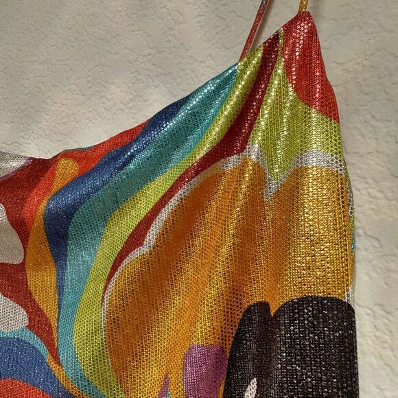 NWOT Etro Asymmetrical Artistic Floral Print Sleeveless Ruffle Dress‎ Size 46/10 - Picture 7 of 13